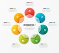 Circle chart template with 7 options. Vector design for infograp