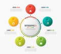 Circle chart template with 5 options. Vector design for infograp