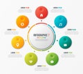 Circle chart template with 7 options. Vector design for infograp