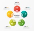 Circle chart template with 5 options. Vector design for infograp