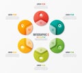 Circle chart template with 6 options. Vector design for infograp