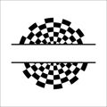 Circle Checkered Flag Pattern Split Frame Monogram Design