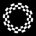 Racing Sport Circle Checkerboard Frame, Spiral Design Pattern, Isolated on black