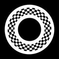 Circle Checkerboard Frame, Spiral Design Border Pattern, with Pattern Swatch, Copy Space, Black Background