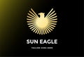 Circle Circular Golden Spread Wing Eagle Hawk Falcon Sun Logo Design Vector