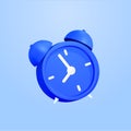 Circle clock icon. Alarm clock on blue background. 3d blue ink watch icon minimal design concept of sleeping timer. 3d