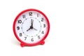 The circle clock red color on white background isolated.