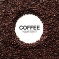 Circle coffee beans frame with copy space Royalty Free Stock Photo