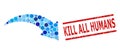 Textured Kill All Humans Stamp Imitation and Redo Mosaic of Round Dots