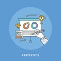 Circle color line flat design of business statistics, modern illustration Royalty Free Stock Photo