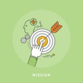 Circle color line flat design of mission, modern illustration