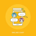 Circle color line flat design of online chat, modern illustration