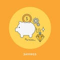 Circle color line flat design of savings, modern illustration