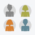 Circle color silhouette male and female avatars set Royalty Free Stock Photo