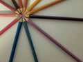 Circle of colored pencils