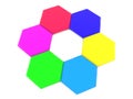 Circle of colorful hexagons