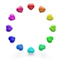 Circle of colorful love hearts