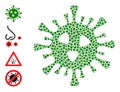 Dotted Covid-19 Virus Collage of Rounded Dots with Bonus Icons