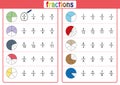 circle the correct fraction, Mathematics, math worksheet Royalty Free Stock Photo