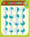 Circle the correct fraction, Mathematics, math worksheet for kids.Fractions Addition, Printable Fractions Worksheets for kids , fr