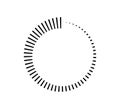 Circle countdown icon. Time clock symbol. Timer measure. Line and dot design element. Hour and minute icon. Interval