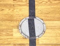 Circle cover plug for sport equipment in floor of school gym
