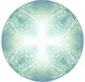 Spiritual circular symmetrical jade green ethereal background