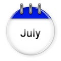 Circle 3d calendar july icon