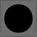 Circle 3D frame. Geometric convex pattern. White texture on black background