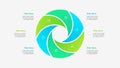 Circle diagram divided into 6 segments. Template of six options of business project infographic Royalty Free Stock Photo
