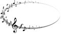 Circle of different music notes