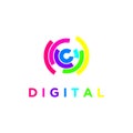Circle digital, logo design vector Royalty Free Stock Photo