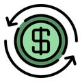 Circle dollar icon color outline vector