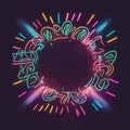 circle doodle icon neon light Royalty Free Stock Photo