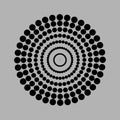 Circle dot pattern. Concentric round Vector. Abstract halftone design. Black grey background. Royalty Free Stock Photo