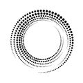 Circle dot spiral. Rotate frame. Futuristic ring with effect halftone. Border ripple. Modern abstract faded circle. Semitone dots.