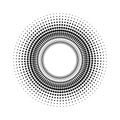 Circle With Dots For Design Project. Halftone Effect Vector Illustration. Gray Dots On White Background. Black And White Sunburst