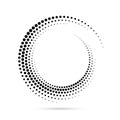 Circle dots spiral. Frame randomly dot. Futuristic ring with effect halftone. Border curved. Abstract faded circle. Semitone wavy
