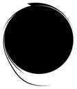 Circle with dynamic swoosh line frame. Monochrome circular element