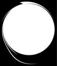 Circle with dynamic swoosh line frame. Monochrome circular element