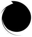 Circle with dynamic swoosh line frame. Monochrome circular element