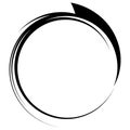 Circle with dynamic swoosh line frame. Monochrome circular element Royalty Free Stock Photo