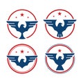 Circle Eagle Falcon Hawk Wings Star Emblem Logo Collection