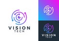 circle eye logo design. vision technology connection symbol concept Royalty Free Stock Photo