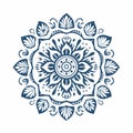 Elegant Indigo Mandala Pattern On White Background