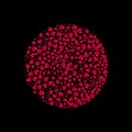 Circle filled with hearts on a black background. vector illustration