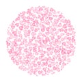 Circle filled with pink hearts. Vector template for postcards and Valentines