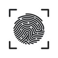 Circle Fingerprint icon design for app. Finger print flat scan. Simple imprint web icon. Vector illustration