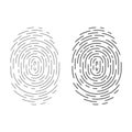 Circle fingerprint vector icon isolated on white