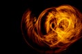 Circle Fire flame with movement isolated on black isolated background - Beautiful yellow, orange and red and red blaze fire